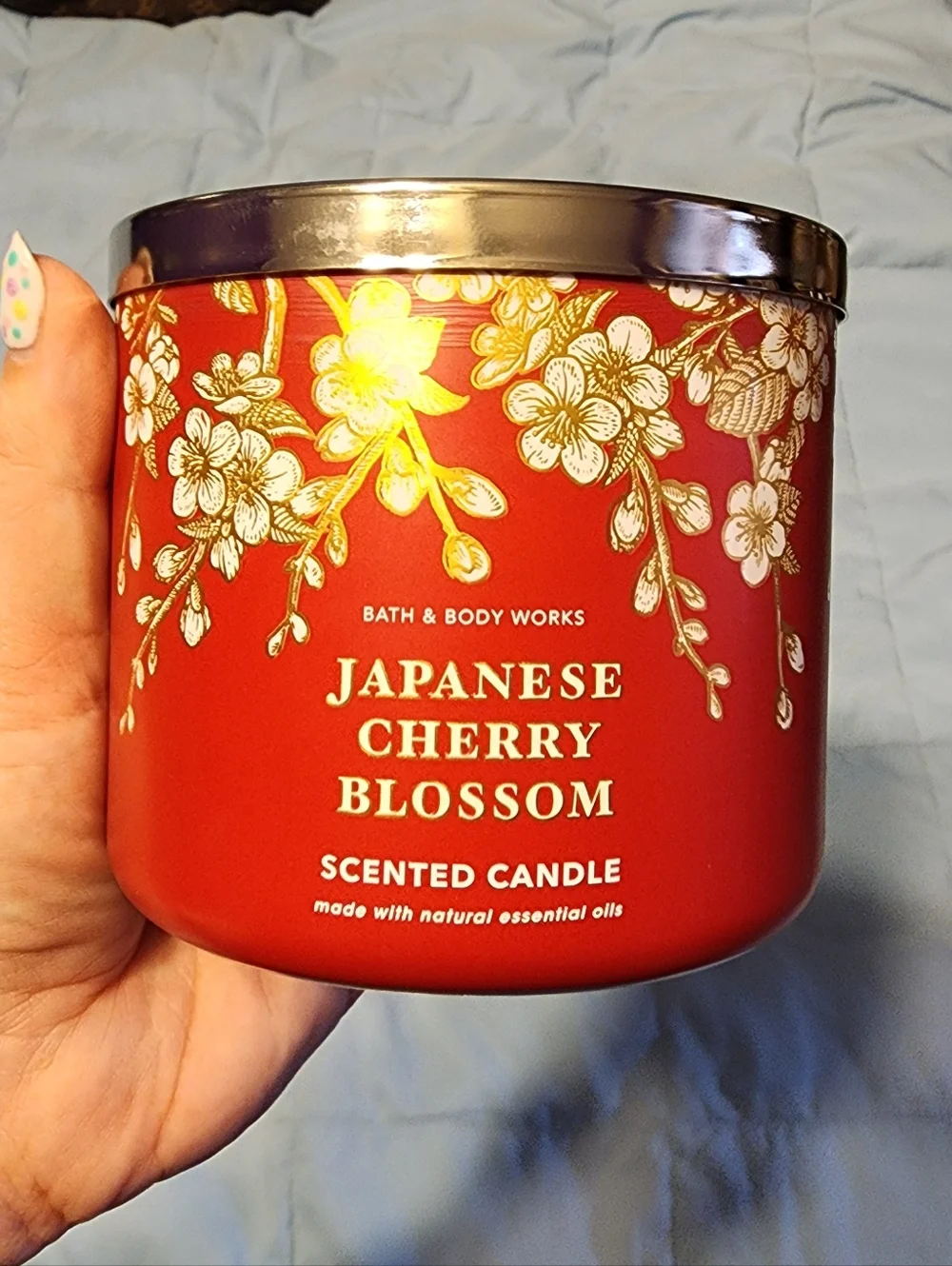 New Bath & Body Works Japanese Cherry Blossom 3 Wick Candle - Picture 1 of 2